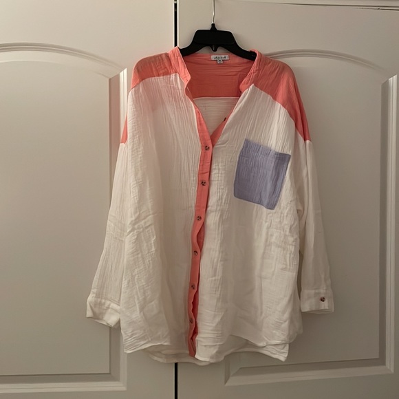 NEW Prep Obsessed EASY TO LOVE COLORBLOCK BUTTON UP - Picture 9 of 11